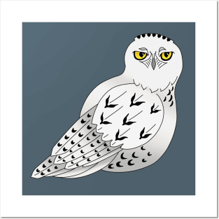 Snowy Owl with Big Yellow Eyes Posters and Art